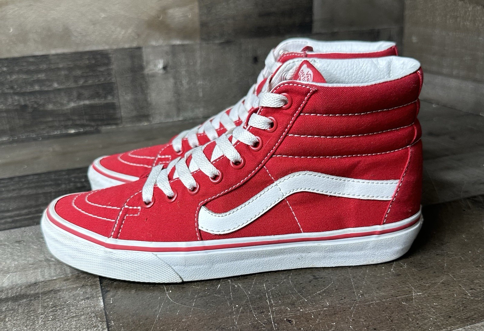 SAOLA Vans Off The Wall Hi Scarpa Uomo Taglia 7.5 Tripla Rossa Alta Tela Skate