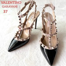 Valentino Rockstud Pumps Black Patent Leather Size 37 | Elegant Designer Shoes