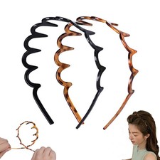 2 Pack Zig Zag Headbands Women Non-Slip Wavy Plastic Comb Teeth Black Brown