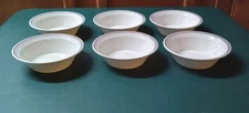 VTG Corelle Abundance 6 3/4" Cereal Soup Bowls Rim Blue Red Stripe Set of 6