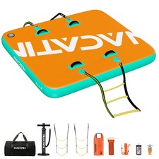 Inflatable Floating Dock 10 x 7.2 FT Portable Inflatable Island