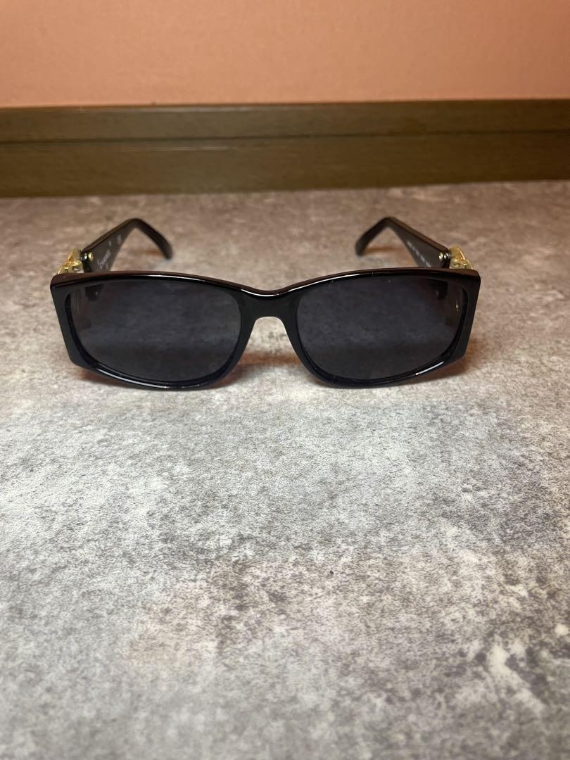 CHANEL Black Sunglasses with Gold Logo Accent