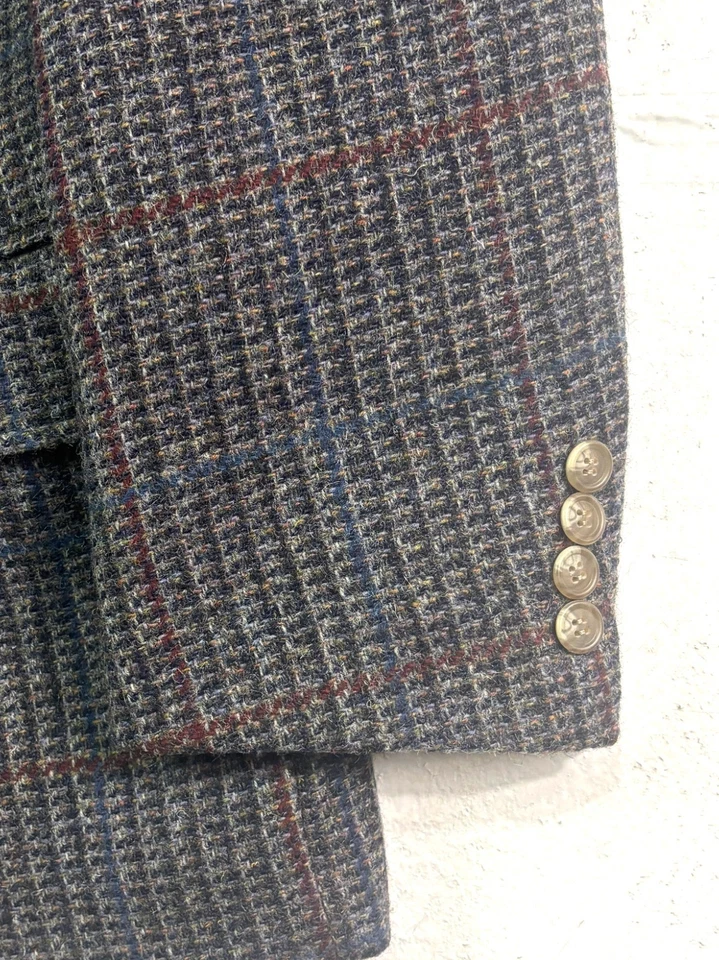 Blazer Chaqueta Abrigo Traje Deportivo Abrigo Lana EE. UU. Lana Años 90 Patrick James 42R Gris Tweed Foto 2 de 4