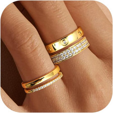 18K Gold Plated Dainty Stacked Rings Women Elegant Stackable Ring Sets for Women