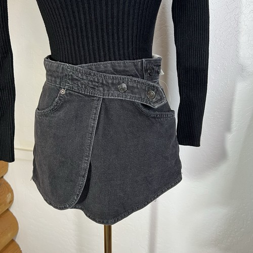 We The Free People Skort Black Denim Mini Skirt Shorts Size 27 - Picture 3 of 9