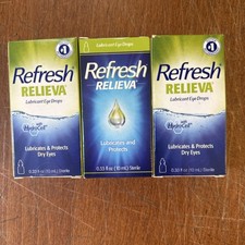 Refresh Relieva Lubricant Eye Drops, 0.33 Fl Oz. 10ml  LOT OF 3  EXP : 05/2026