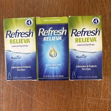 Refresh Relieva Lubricant Eye Drops, 0.33 Fl Oz. 10ml  *LOT OF 3*  EXP : 05/2026