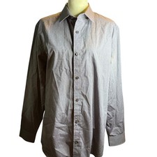 Banana Republic Non-Iron Slim Fit Dress Shirt, Gray Micro Dot, Men's Large