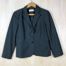 Calvin Klein Gray Button Pin Stripe Career Workwear Business Office Blazer 6
