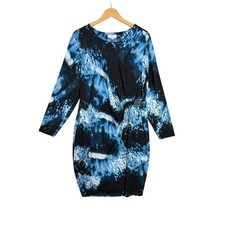 New Calvin Klein Space Dye Long Sleeve Sheath Dress size 0X Blue/Black