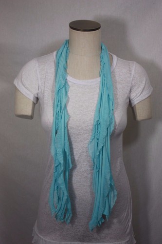 Blue Solid and Patterned Flutter Scarf Lightweight Women Accessory - Picture 2 of 24