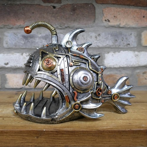 Steampunk Fish Ornament Industrial Decor Unique Home Decor Gift Vintage Style - Picture 2 of 3