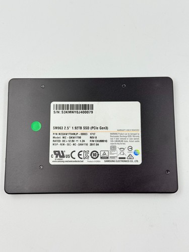 Samsung PM963 Series 1.92TB MZ-QLW1T90 (1.3 DWPD) PCIe 3.0 x4 U.2 NVMe 2.5" SSD