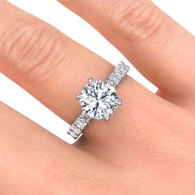 Diamond Engagement Ring 14k White Gold 1.50 Carat Round Cut IGI GIA Lab Created