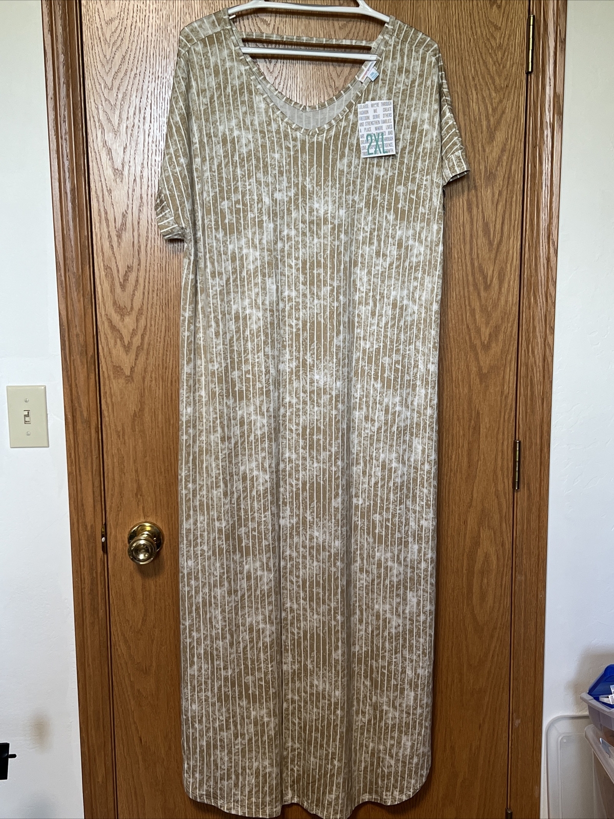 Lularoe Macy L Vneck Maxi Dress Multicolor Stripes 2XL 2X Extra Large
