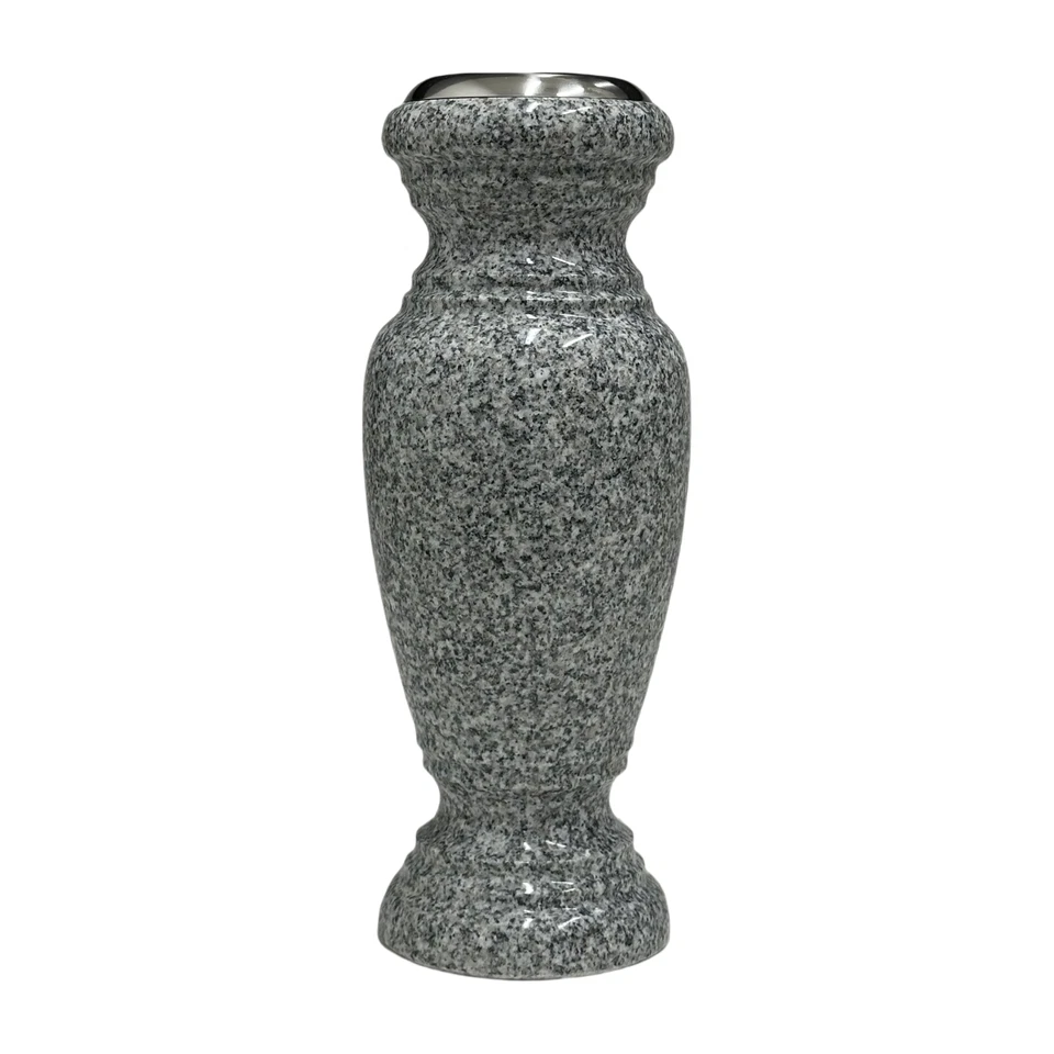 Florero Memorial Cemetery - Jarrón de granito real con interior de acero inoxidable Foto 3 de 4