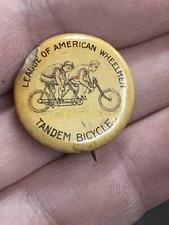Celluloid Tandem Bicycle Pinback Button League of American Wheelmen 1896