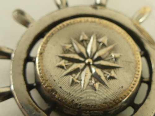 (RefJOH37B) Antique silver plated compass pendant fob working - Picture 4 of 5