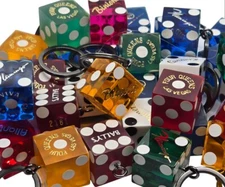 3 Pack Novelty Key Rings Authentic Casino Dice Las Vegas Lake Tahoe Reno Nevada