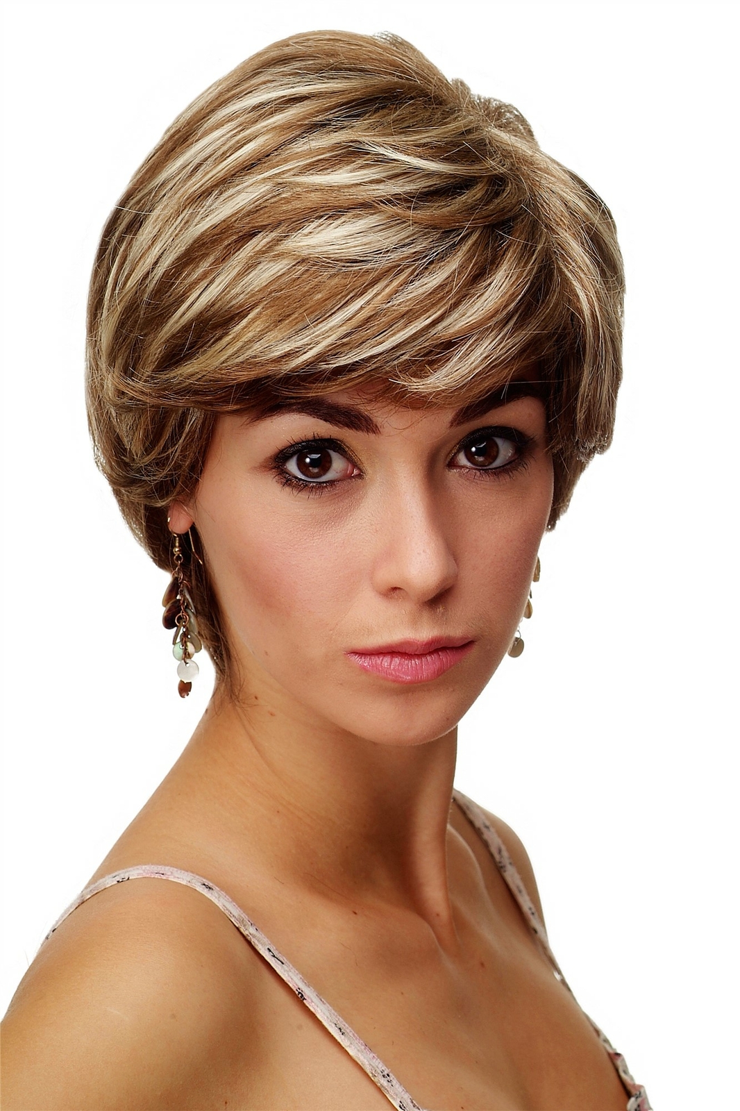 Brown Blonde Stripe Short Hair Wig for Women CH-1309-L12-26