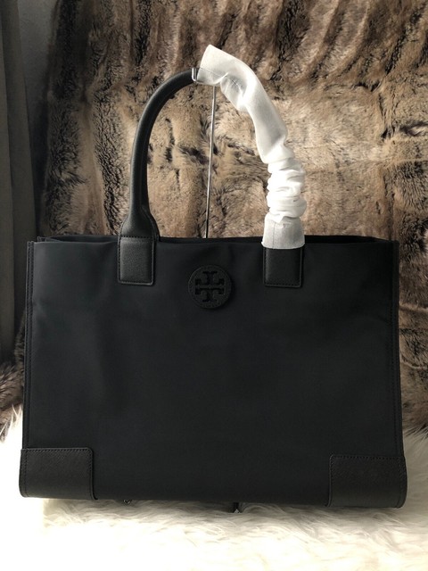 tory burch black ella tote