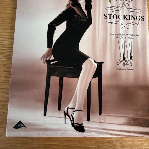 Pretty Polly Vintage Nylons Back Seam 10 Denier Nude Size Medium Large Stockings - Picture 4 of 10