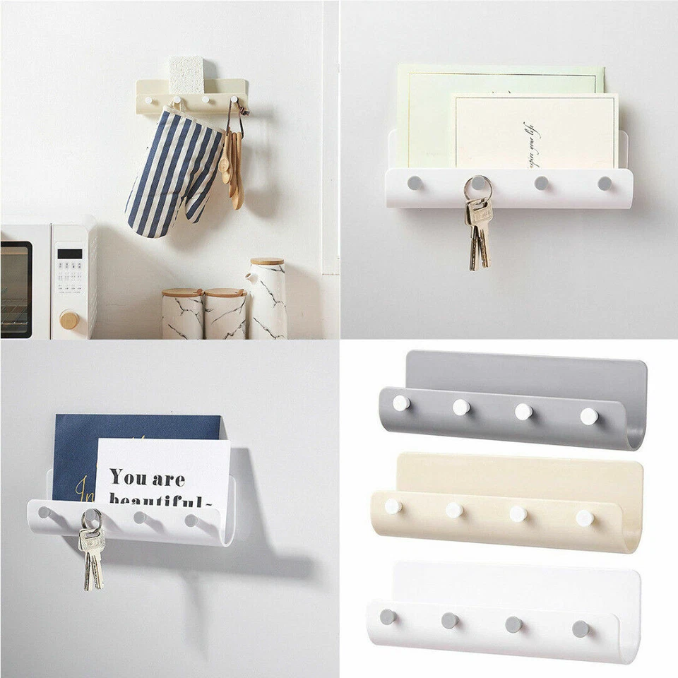 Key Rack Holder Wall Mount Key Organizer 4 Hook Keychain Hanger Home Storage Kit - Image 2 of 4