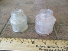 ANTIQUE ROUND PAIR GLASS INK BOTTLE DIAMOND INK COMPANY Clear & Lt Purple