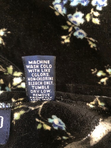 Gap Kids Girls Long Sleeve Dress Size XS X-Small Black Blue Flowers Velvet - Picture 3 of 5