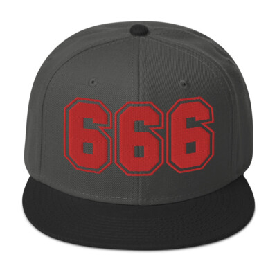 Red 666 The Number of the Beast Evil Embroidered Flat Bill Cap