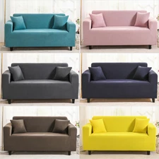 Stretch Sofa Cover Solid Slipcover Chair Loveseat Couch Protector 1/2/3/4 Seater