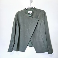 Elizabeth & Clarke Knit Military Jacket Sz 14 Green Stretch A375111 Women H818