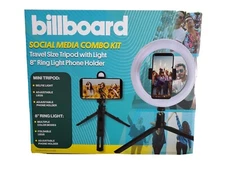 NEW Billboard Social Media Combo Kit Travel Size Tripod w/Light  & 8" Ring Light