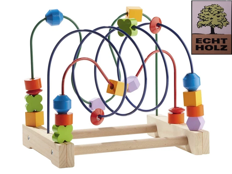 PLAY TIVE Motorikschleife echt Holz Motorik Feinmotorik Spielzeug Holzspielzeug 3 Bahnen