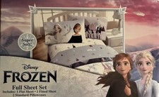 Disney Princess FROZEN Full Set OF Flat  Fitted Sheets 2 Pillowcases Elsa Anna