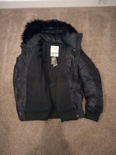 Womens Abercrombie & Fitch Fleece Quilted Water Resistant Hoodie Jacket Size L