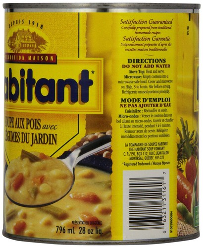 Habitant Pea With Garden Vegetable Soup, 796ml {Imported from Canada} - 第 4/5 張圖片