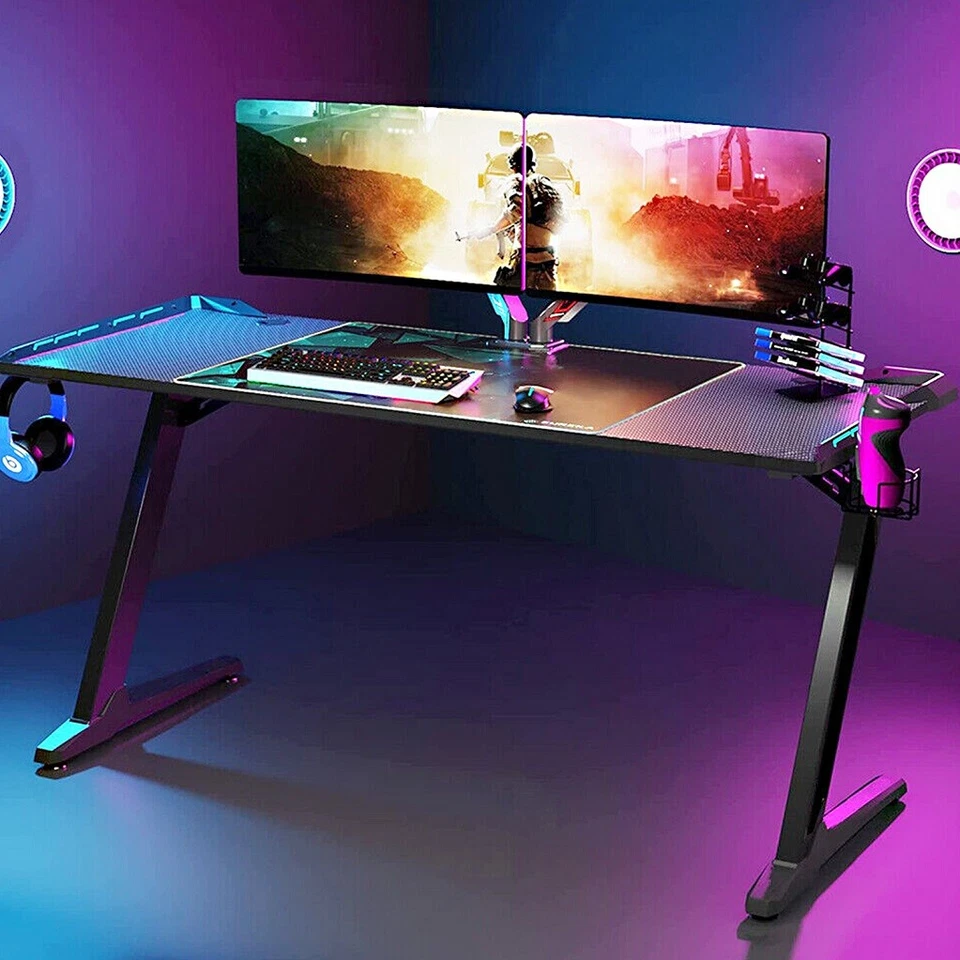 Gaming Tisch LED Computertisch Schreibtisch Ergonomischer PC Tisch XXL Größewahl - Bild 3 von 4