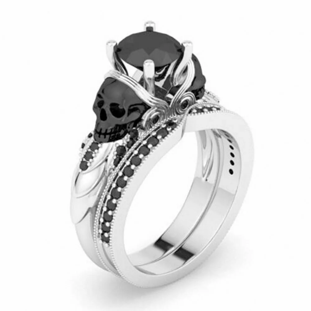 Platinum skull engagement best sale rings
