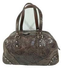 River Genuine Crocodile Skin In Brown Satchel Bag 