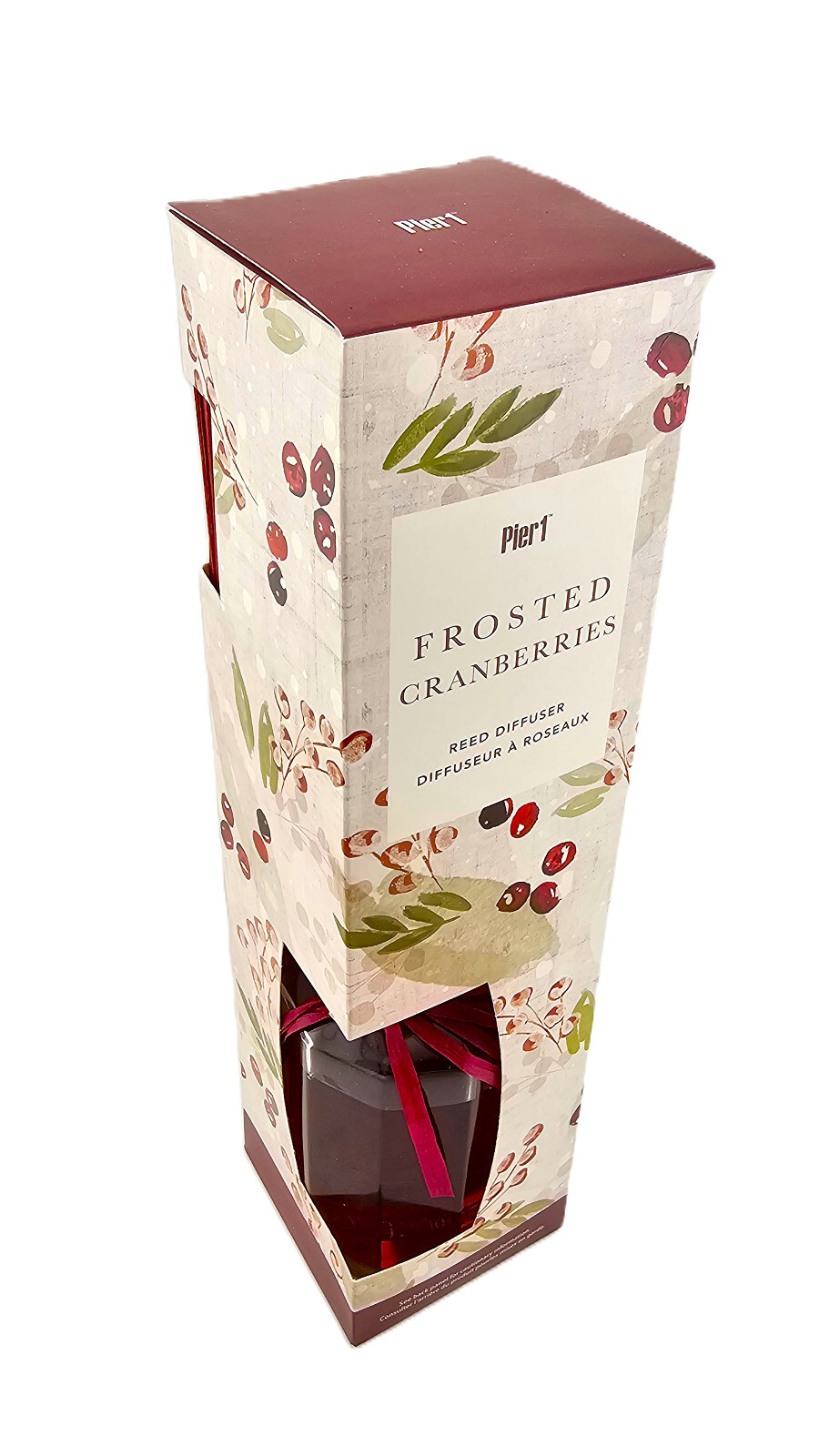 Pier 1 Reed Diffuser Oil Home Fragrance Frosted Cranberries 8oz Air Freshener