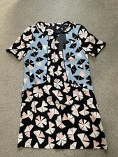 Sz 6 Marc by Marc Jacobs Pocketed Piped Detail Graphic Print Silk Dress