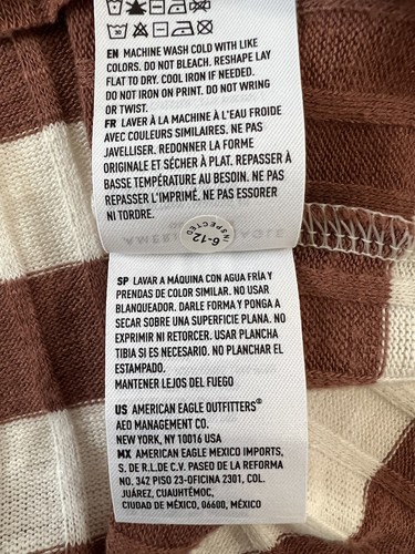 American Eagle Women’s XS Long Sleeve Striped Top Button Up Shirt Brown White - Picture 11 of 11