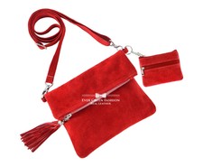 Women's Suede Real Leather Bag Fold-Over Crossbody Bag With Coin Pouch