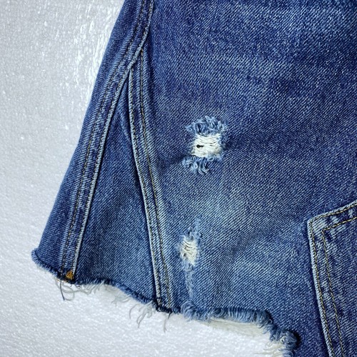We The Free Women's Size 25 Denim Ripped Distressed Mini Skirt Button Front Blue - Picture 5 of 11