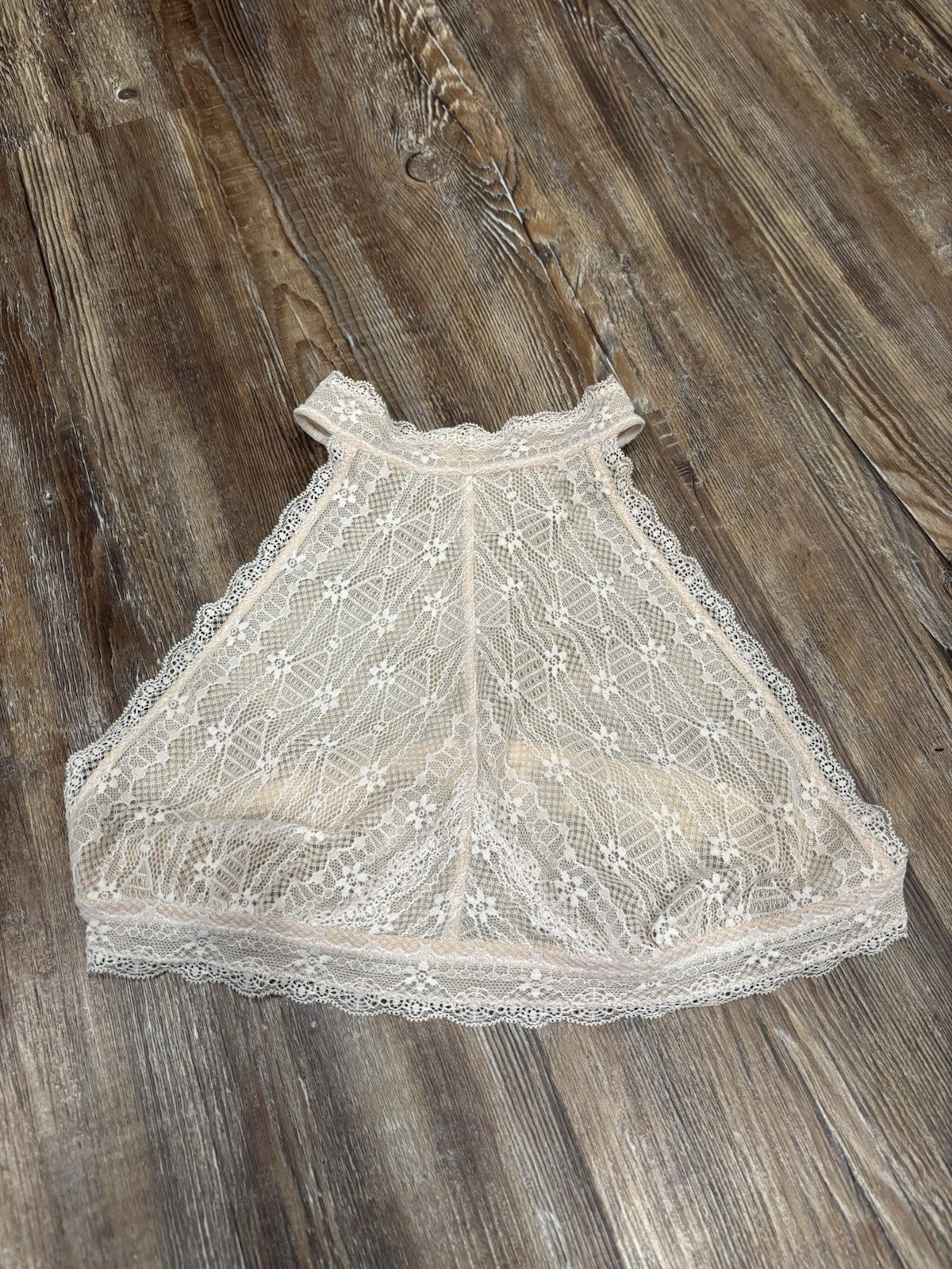 Free People Nude Lace Bralette Size Medium Boho Hippie Goth Festival Club Chic