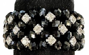 Glamorous Black Beaded Bracelet Base with Sparkling Silver Accents