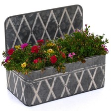 Galvanised Rectangular Hanging Wall Planter Outdoor Garden Metal Steel Pot Large