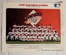 1988 San Diego Padres 20th Anniversary Team Poster MLB Union Tribune 22x28 VTG