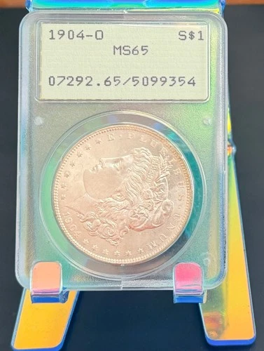 1904-O Morgan Silver Dollar PCGS MS65 Old Green Holder Rattler GEM